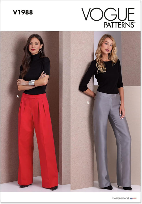 Vogue Misses' Low Rise Wide Leg Pants Sewing Pattern Packet, Sizes 16-18-20-22-24, Multicolor...