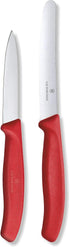 Victorinox Swiss Made Stainless Steel Kitchen Knife Set (2 Pcs) Straight Edge 8 cm and Wavy Edge 11cm Knives, Red, Kitchen Tools and Items | CB.6....