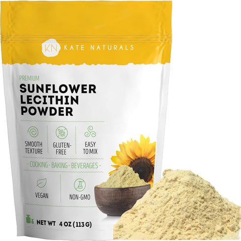 Kate Naturals Sunflower Lecithin Powder for Baking Bread, Gummies, Cooking (4oz) 100% Natural, Gluten Free, Non-GMO Substitute for Lecithin Powder...