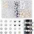 Cheriswelry 160Pcs 11-12mm ABS Imitation Pearl Beads White Round Heart Dot Pattern Transparent Acrylic Beads AB-Color Resin Rhinestone Beads Suppl...