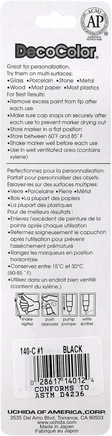 Uchida 140-C-1 Marvy Deco Color Extra Fine Paint Marker, Black...