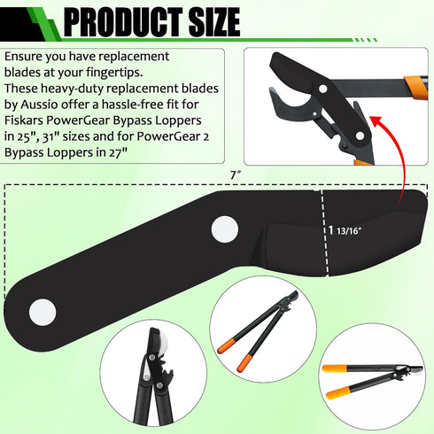(2-Pack) Steel Replacement Blade for Fiskars Loppers - Compatible with PowerGear Bypass Lopper25" & 31" and 27" PowerGear 2 Bypass Loppers - Loppe...