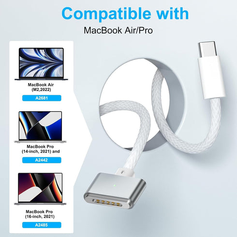 BIGCOON for Magsafe 3 Cable - Fast Charging | Compatible with MacBook Air (15''/13'' M3 2024) MacBook Air (15"/13" M2 2023/2022),MacBook Pro (16"/...