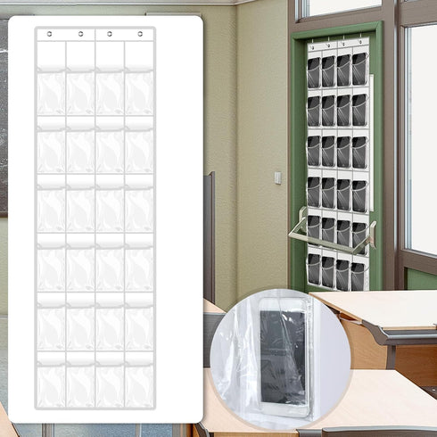 24 Pockets Hanging Shoe Organizer Large Clear Pockets Over the Door Pantry Organizer Shoe Holder for Back of Door Hanging Shoe Bag for Closet Wate...