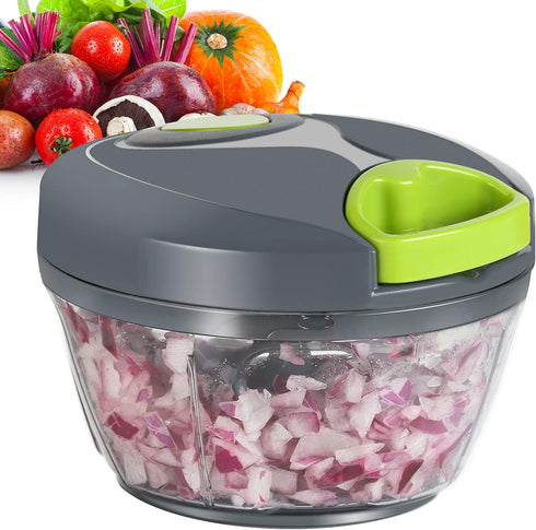 Ourokhome Manual Food Processor Vegetable Chopper, Portable Hand Pull String Garlic Mincer Onion Cutter for Veggies, Ginger, Fruits, Nuts, Herbs, ...