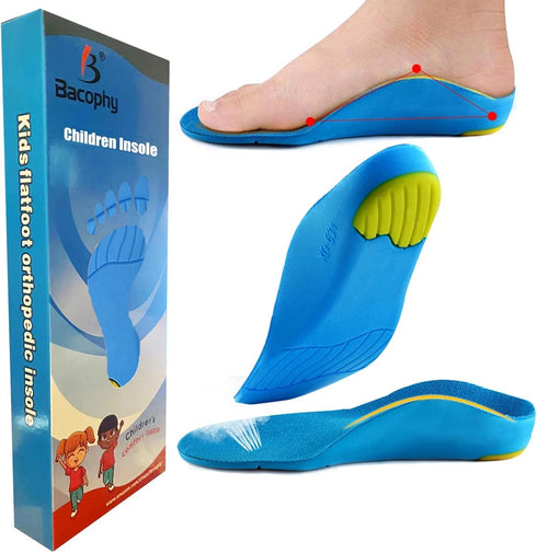 Kids Orthotic Arch Support Shoe Insoles, Children Pu Cushioning Inserts, Shock Absorption Velvet Surfaces Deep Heel Cup Inner Sole for Flat Feet, ...