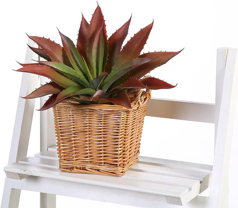 JUSTOYOU Large Artificial Succulents Aloe Plants Real Touch Fake Flowers Unpotted for Home Wedding Festival Arrangement (1, Green-Red)...