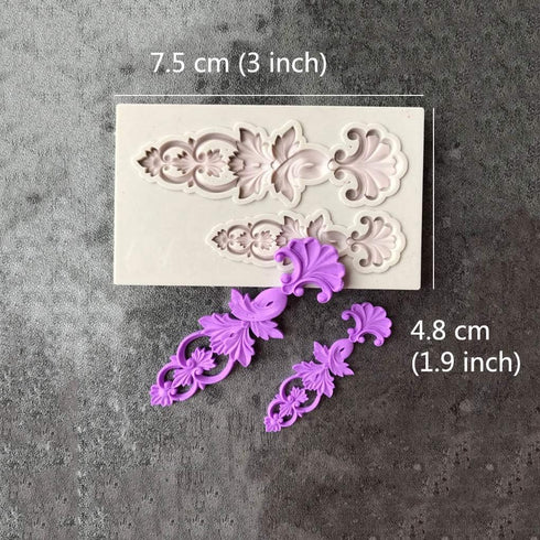 Juland 5 PCS Silicone Fondant Cake Mold Baroque Style Curlicues Scroll Mold for Sugarcraft, Cake Border Decoration, Cupcake Topper, Jewelry, Polym...