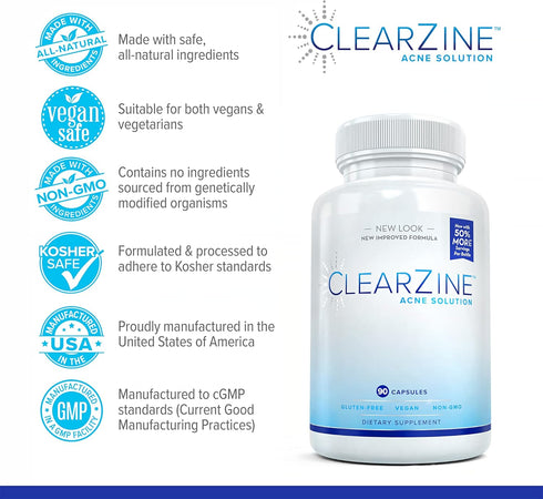 Acne Pills for Teens & Adults | Clear Skin Supplement, Vitamins for Hormonal & Cystic Acne, 90 Caps...