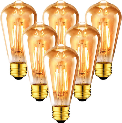 ANWIO Vintage Edison Light Bulb ST21 LED Filament Bulb 7W(60 Watt Equivalent) Dimmable 2500K (Amber Glow) Warm White E26 Medium Base, Amber Glass ...