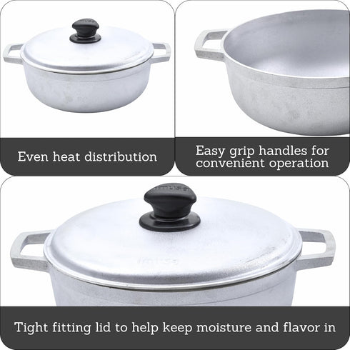 IMUSA 2.6 Quart Traditional Natural Made in Colombia Caldero with Lid for Cooking and Serving, Silver...