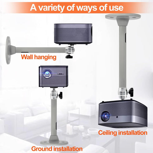 Mini Ceiling Wall Projector Mount Bracket 360°Rotation Adjustable Tilt&Swivel Hanging Projector Holder Wall Mount Hanger Rack Stand for Mini Proje...