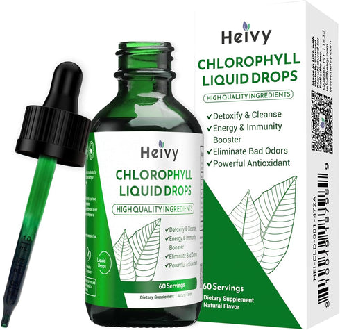 Chlorophyll Liquid Drops, Internal Deodorizer, Detox, Cleanse, Antioxidant, Overall Health Support, 100% Natural, Gluten Free, 2 FL OZ...