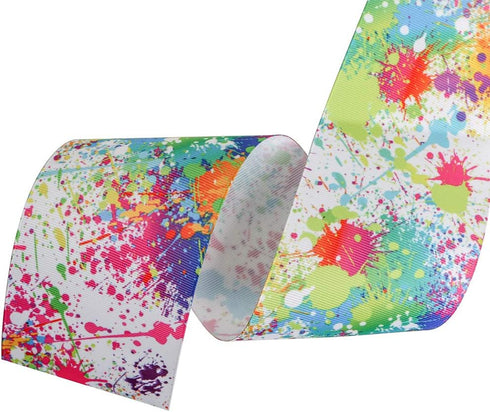 3" Wide 5 Yard DIY Drawing Graffiti Holographic Laser Grosgrain Ribbon for DIY Handmade Hair Bow Clip Accessories and Festival Wedding Party Birth...