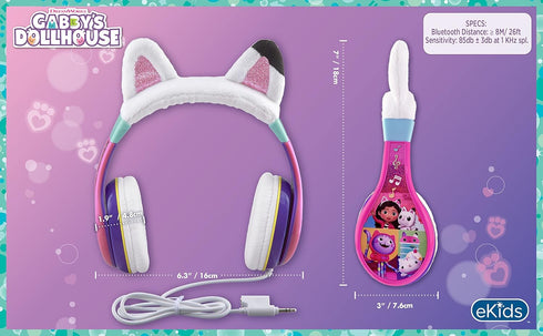 eKids Gabbys Dollhouse Headphones for Kids, Wired Headphones for School, Home or Travel, Tangle Free Toddler Headphones with Volume Control, 3.5mm...