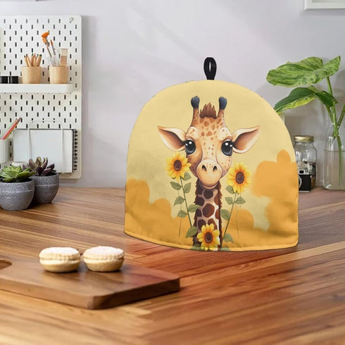 Giraffe Sunflower Print Tea Cozy for Ladies Gift Teapot Cover Home Decorative Accessory Insulated Teapot Cozy for Dust Proof Keep Warm Yellow Kett...