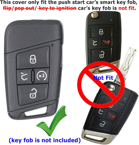 2Pcs Coolbestda Compatible with 2019 2020 2021 2022 2023 2024 VW Volkswagen Tiguan Atlas Jetta Passat Golf Alltrack Push Start 4B Key Fob Case Cov...