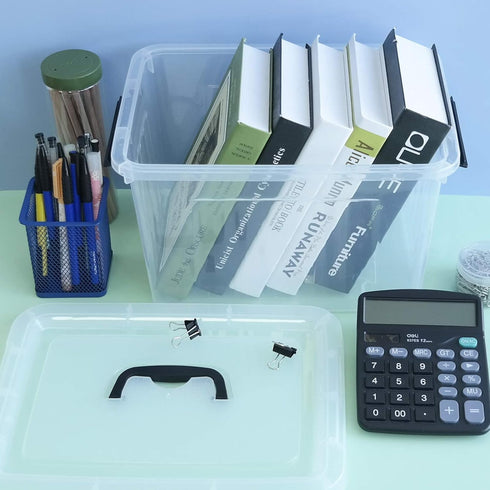 1-Pack Plastic Storage Box, Clear Latch Box with Handle and Lid, 10 L...