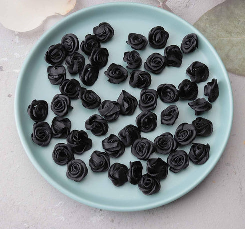 50 pcs Satin Ribbon Roses Mini Flowers Boutique Applique Sewing Embellishment Supplies for DIY Craft Project Scrapbooking Wedding Theme Parties Ho...