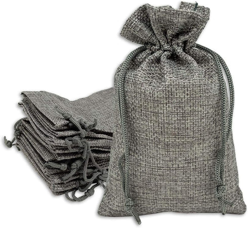 12-Pack 5.5x7.75 Natural Burlap Gift Bags w. Drawstring (Cool Grey, Medium) for Party Favors, Presents or DIY Craft by TheDisplayGuys...