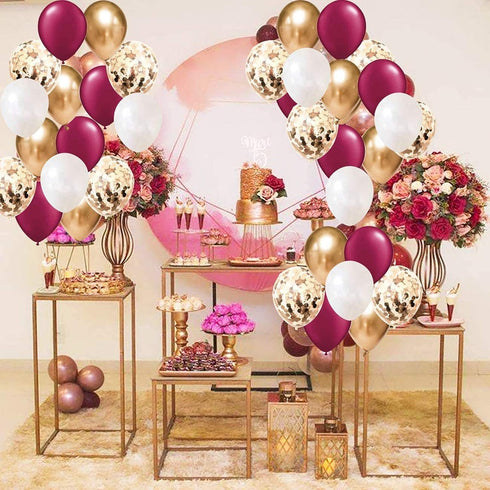 Graduation Party Decorations 2025 Maroon Gold Decorations Burgundy Classic Rose Gold Balloons 20pcs for Burgundy White Birthday Party Decorations ...
