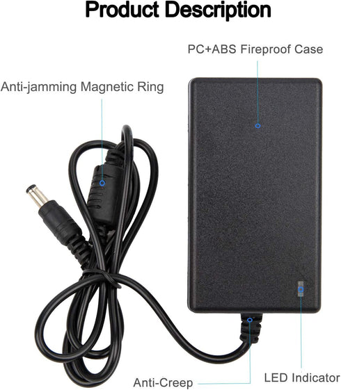 12V 2.5A Power Adapter - COOLM AC 100-240V to DC 12V 2500mA Power Supply Transformer Charger 12V/2.5A for?Analog DVR NVR HVR CCTV Security Camera/...