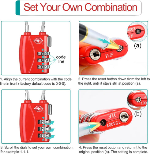 ZHEGE Luggage Lock, TSA Locks for Travel, Gym, School, Suitcases, Baggage, Small Cabinets...
