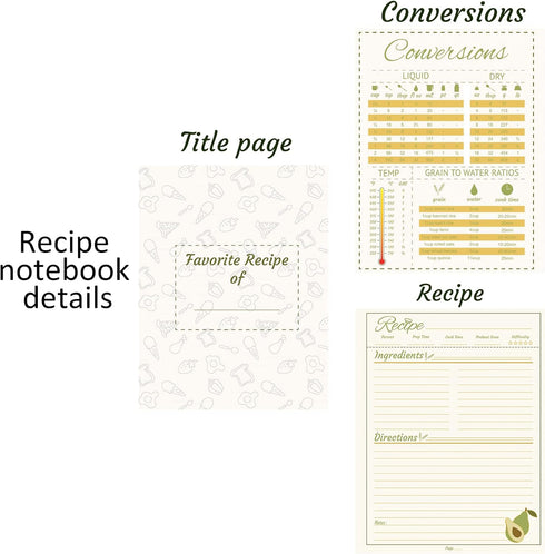1 Pack 8.5" x 11" Recipe Book to Write in Your Own Recipes, Blank Recipe Notebook, Spiral Cookbook Recipe Journal Notebook Include 120 Recipes Pag...