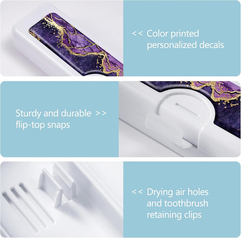 2 Pcs Toothbrush Travel Case, Convenient Colorful Pattern Travel Toothbrush Case and Travel Toothbrush Holder, Toothbrush Covers and Toothbrush Ho...