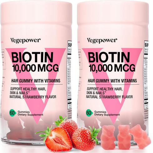 Biotin Gummies 10000mcg Supplements - with Vitamin C, A, D, B-Complex, Folate, Zinc for Women & Girls- Vegan Biotin Hair Growth Gummy for Healthy ...