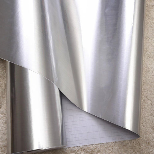Self Adhesive Metal Look Film Vinyl Waterproof Anti Greasy Counter Top Peel Stick Metallic Gloss Shelf Liner for Kitchen Cabinet 15.6inch by 79inc...