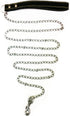Heavy Chain Leash, 72 Inches (72"), 6 Feet (6') Faux Leather for Small-Medium Size Dogs or Large Puppies, Lead is Resistant to Chewing (Black)...