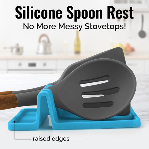 Zulay Kitchen Silicone Utensil Rest with Drip Pad for Multiple Utensils - BPA-Free, Heat-Resistant Spoon Rest & Spoon Holder for Stove Top - Kitch...