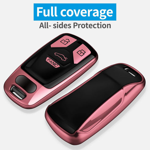Tukellen for Audi Key Fob Cover with Keychain, Special Soft TPU Key Case Cover Protector Compatible with Audi A4 Q7 Q5 TT A3 A6 SQ5 SQ7 R8 S5 Smar...