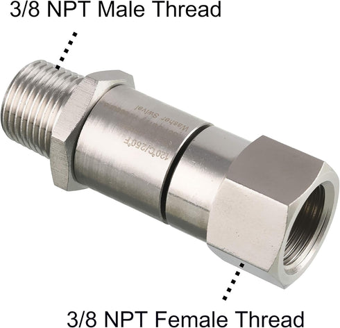 Tool Daily Pressure Washer Swivel, 3/8 Inch NPT-M Male Thread, 4000 PSI...