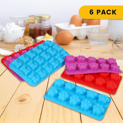 6PCS Silicone Molds Puppy Dog Paw and Bone, Elegant Chocolate Molds for Baking, Non-Stick gummy molds, Dog Treat Molds, Used for Chocolate, Candy,...