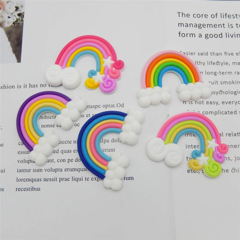 50pcs Assorted Cute Rainbow Slime Charms Clouds Ornaments Flat Back Charms for DIY Scrapbooking Crafts Accessories...