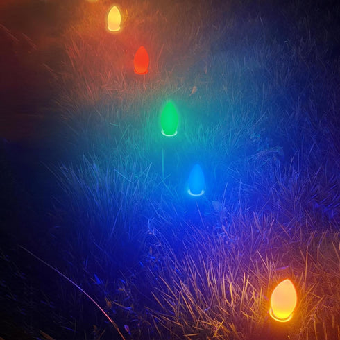 25 Pack C7 Multicolor LED Replaceable Bulbs – Dimmable Multicolor LED Christmas Lights Bulbs, 0.72W Indoor Outdoor Bulbs, Night Light, C7/E12, IP:...