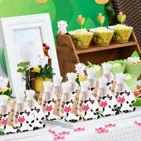40 Pack Cow Keychains Party Decoration for Guests, Animal Themed Party, Cow Party,Farm Animal Themed Baby Shower, School Party, Kids Birthday...