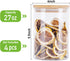 4 Pack Glass Storage Jars with Airtight Bamboo Lid, 27 OZ Glass Kitchen Canisters, Clear Container for Coffee Bean Storage, Dry Goods, Cookie, Can...