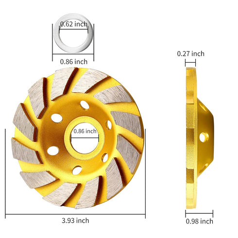 sansheng 4 Pieces Concrete Grinding Wheel 4 inch,Diamond Cup Wheel Angle Grinder Wheels Grinding of Concrete, Granite...