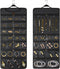 SMRITI Hanging Jewelry Organizer with Dual Zippered Pockets Canvas Double Sided Rotating Hanger Necklace Hanging Wall Organizer Earring Dustproof ...