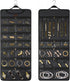 SMRITI Hanging Jewelry Organizer with Dual Zippered Pockets Canvas Double Sided Rotating Hanger Necklace Hanging Wall Organizer Earring Dustproof ...
