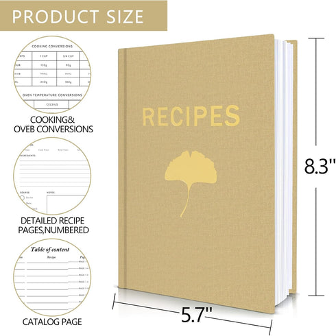Hardcover Blank Recipe Book - Perfect Blank Recipe book to Write in Your Own Recipes, Simplified Blank Cookbook to Organize Your Recipes...