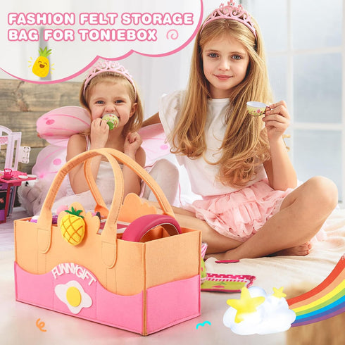 Portable Carrying Case Compatible with Toniebox Starter Set and Tonies Figurines,Travel Felt Cloth Musical Toy Folding Bag for Toniebox Accessorie...