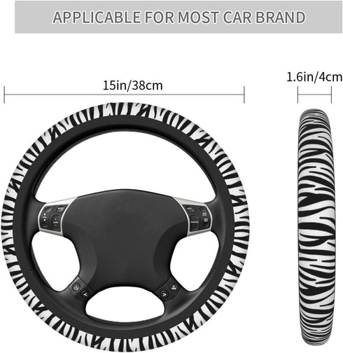 Zebra Print Car Steering Wheel Cover Winter Warm Soft Elasticity Universal 15 Inch Car Accessories Steering Wheel Protector for Women Girls Ladies...