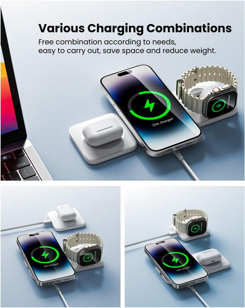 ?????????????? 3 in 1 Wireless Charging Station Magnetic Detachable, Wireless Magnetic Charger for Apple, Compatible with iPhone 15/14/13/12, Airp...
