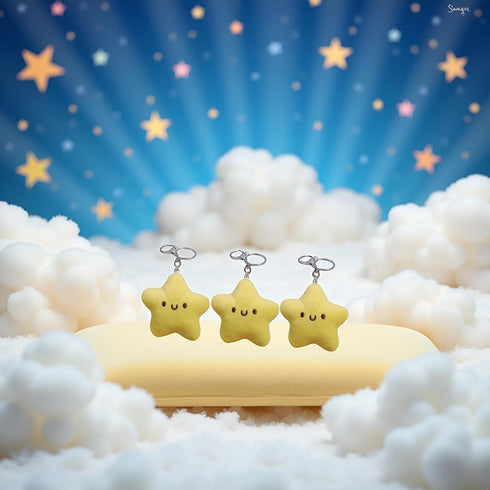 3 Pcs Yellow Plush Star Car Keychain Backpack Accessories Doll Pendant Heart Healing in Addition to Serving as a Keychain, for Backpack, Plush Wom...