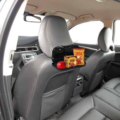 DOITOOL Car Headrest Seat Back Dining Table, Multi- Functional Foldable Car Seat Tray, Cup Holder Drink Pocket Food Tray Universal Liberate Your H...