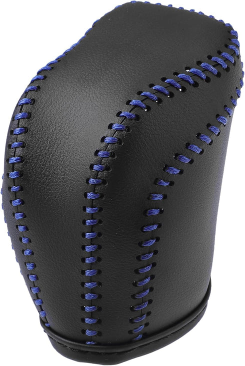 Gear Shift Head Knob Cover Transmission Lever Trim for Toyota RAV4 2013 2014 2015 2016 Faux Leather Black Blue Stitches...